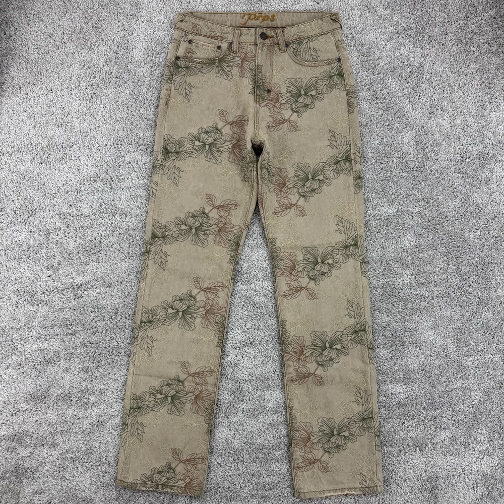 PRPS Jeans Men's 28 Floral Embroidered AOP Japanese Denim Straight Leg